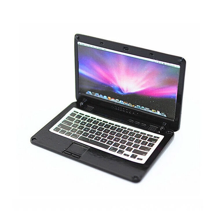 4Pcs 1:12 Miniature Metal Computer Laptop Notebook Dollhouse Office Accessories - Image 2 of 4