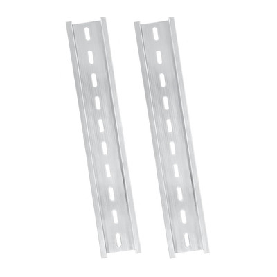 2 Pack Aluminum DIN Rails 200mm x 35mm Silver Slotted Industrial Control Panel