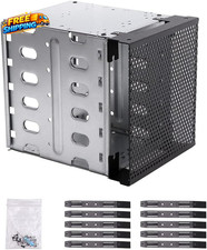 Stainless Steel Hard Drive Cage 5.25 to 5X 3.5 SAS SATA HDD Cage for Computer
