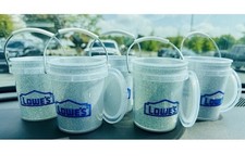 LOT OF 5 Lowes Silver Glitter Mini Buckets with Lid 0.4-quart NEW! *Ships Today*