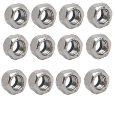 12pcs M12 x 1.5mm Pitch Metric Fine Thread 304 Stainless Steel Hex Lock Nuts