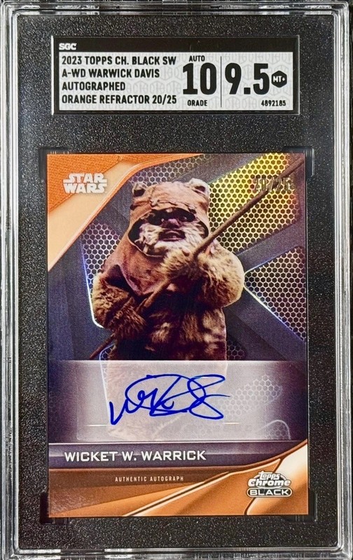 2023 Topps Chrome Black Star Wars Orange /25 Wicket Warwick Davis Auto SGC 9.5