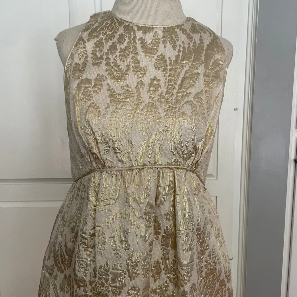 Shoshanna Gold Brocade Sleeveless A Line Knee Length Dress Size 8 - image 2 of 4