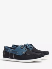 BNIB Barbour Wake Leather and Suede Boat Shoes, Navy Sz: 7/41 RRP: £110