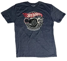 Hot Wheels Men’s T-Shirt Size Large Blue Original Stunt Brand Mattel Graphic Tee