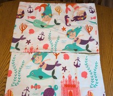 2 Cute Mermaid Under The Sea Pillowcases, Turtle, Castle, Dolphin, Star20 X 30.