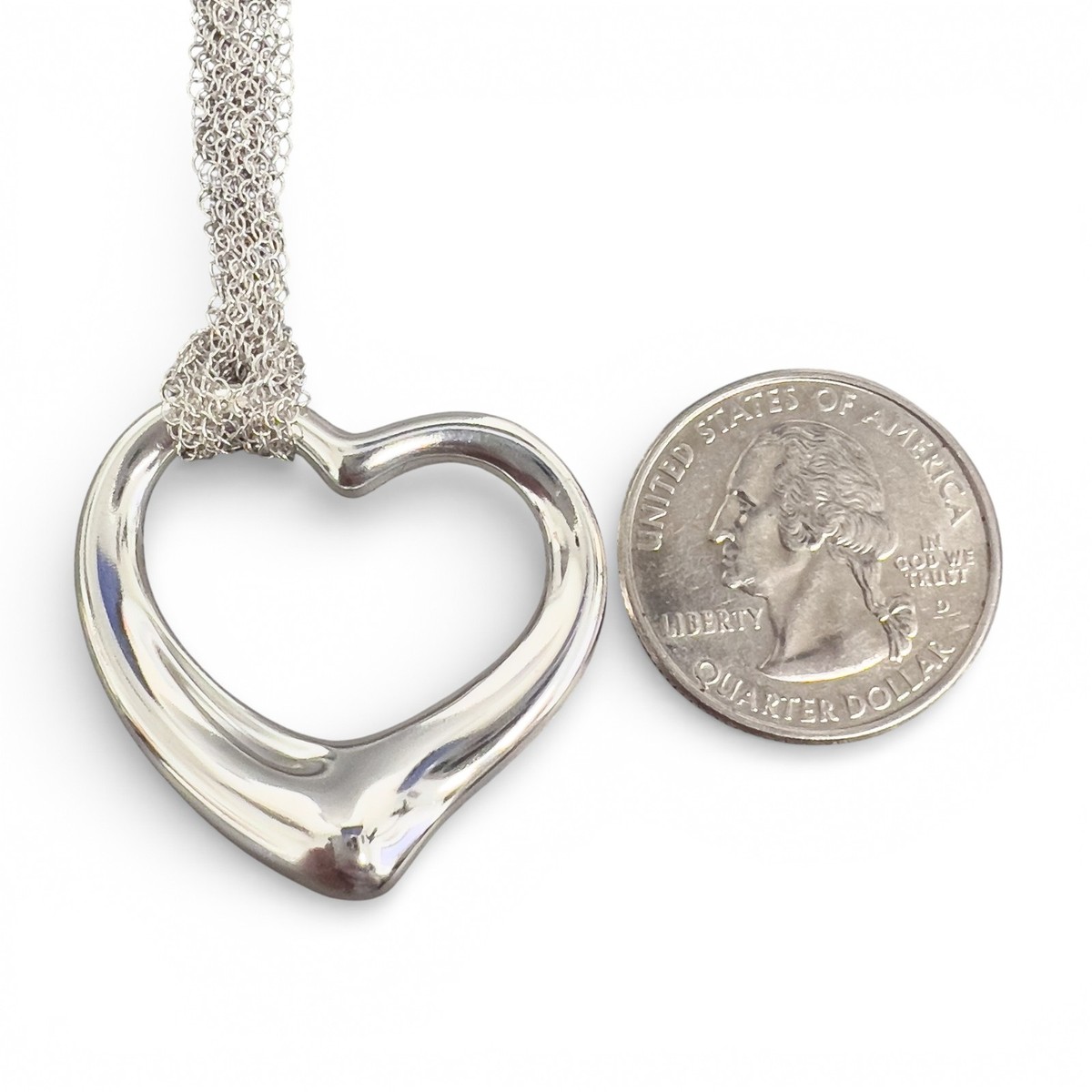 Tiffany & Co. Elsa Peretti 35mm Open Heart 925 Sterling Silver