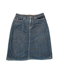 LAUREN RALPH LAUREN Denim Knee Length Skirt Womens Size 6 Pockets Zipper Preppy