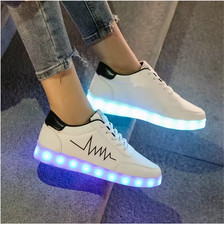 Fashion Men Women LED Light Up Shoes Luminous Flashing Trainers Sneakers UK Hot~
