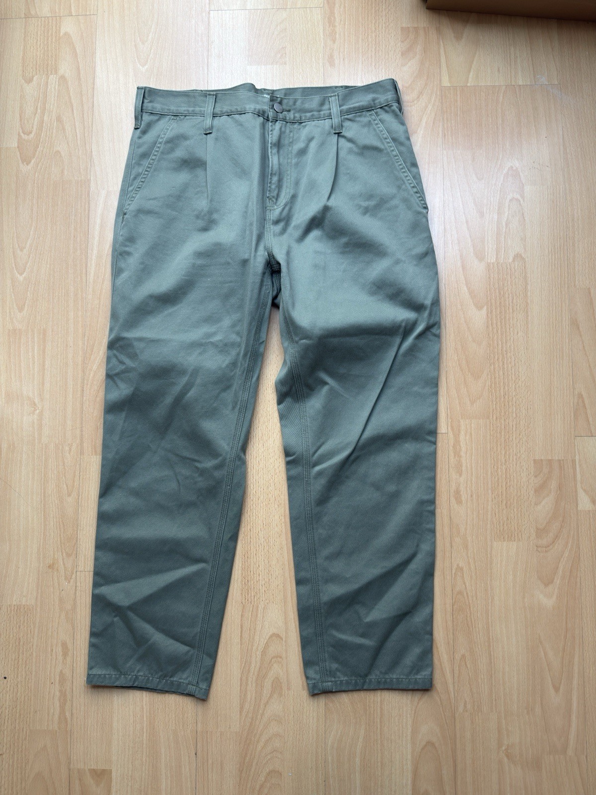 Carhartt WIP Green Twill Single Pleat Cropped Abbott Pant 32