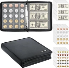 Coin Collection Book Holder for Collectors, 520 Pockets Fireproof Coins Black 