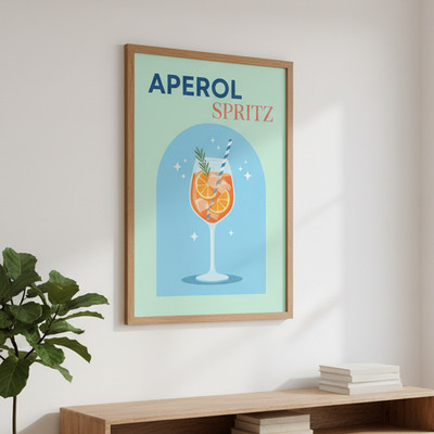 Aperol Spritz Wall Art Print | European Summer Retro Cocktail Poster