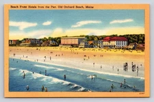 Vintage Linen Postcard Beach Front Hotels Old Orchard Beach Maine