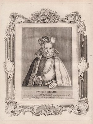 Tycho Brahe Astronom astronomer Uraniborg Portrait engraving Kupferstich 1750