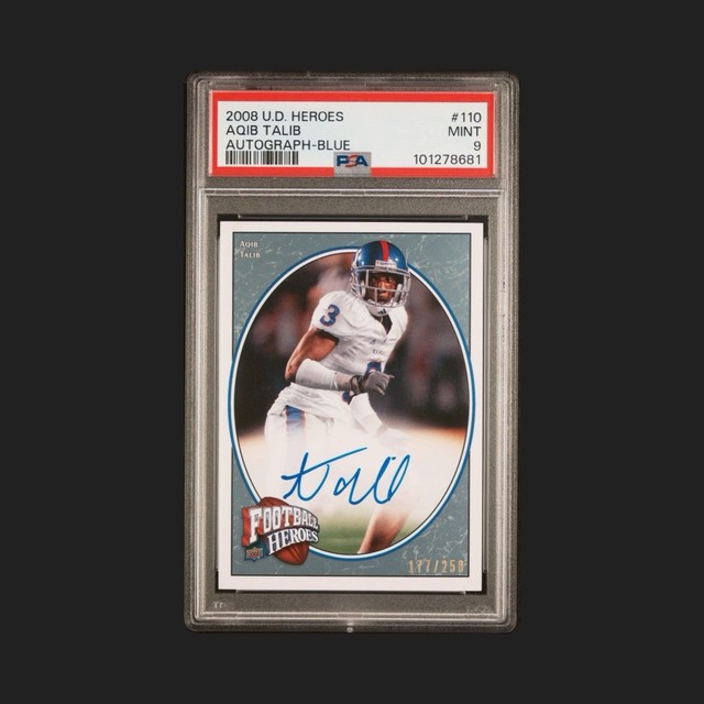 2008 Upper Deck Heroes Aqib Talib Rookie Auto Blue #/250 PSA Mint 9 Pop 2