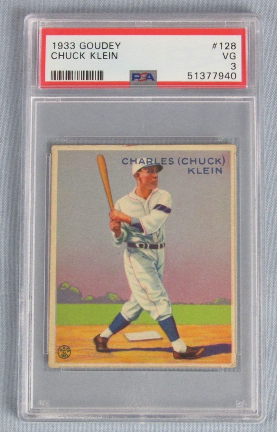 1933 Goudey #128 Chuck Klein HOF RC PSA 3 VG Z703