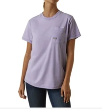 Women’s  Rebar Workman Graphic Ariat Logo T-Shirt Size XL Lavender