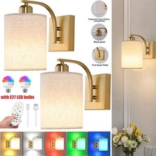 Rechargeable Battery Operated Wall Sconces Set of 2 with Remote Control, Gold