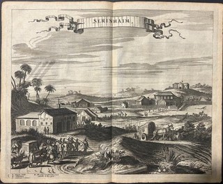 SIRINHAEM BRAZIL 1671 MONTANUS UNUSUAL ANTIQUE COPPER ENGRAVED CITY VIEW