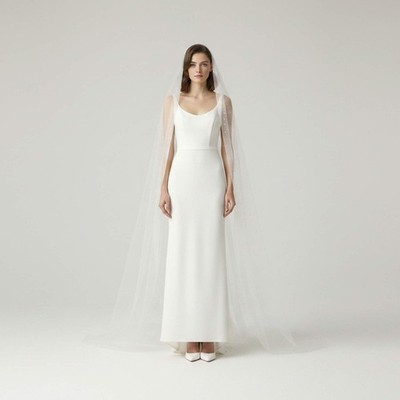 Elie Saab White Embellished Tulle Wedding Veil One Size