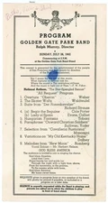 1942 Golden Gate Park Band Program #8T