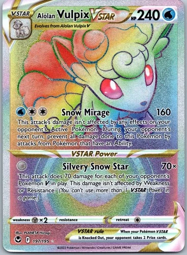Alolan Vulpix VSTAR (Secret) Secret Rare SWSH12: Silver Tempest 197/195 NM