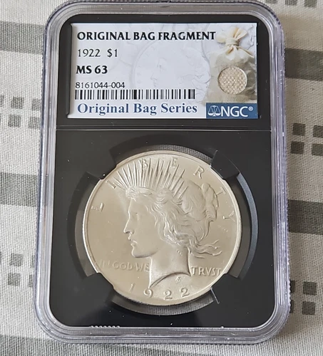 1922 NGC MS63 Peace Dollar $1 Silver Coin Original Bag Fragment
