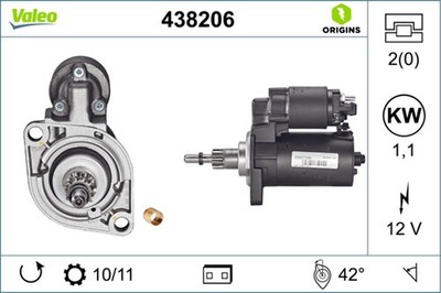 Anlasser Starter VALEO ORIGINS - NEW O.E. TECHNOLOGIE 438206 für 35I 3A5 3A2 VW