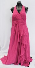 Azazie Women's Aviv A-Line Keyhole Pleated Chiffon Dress AR8 Fuchsia Size A14