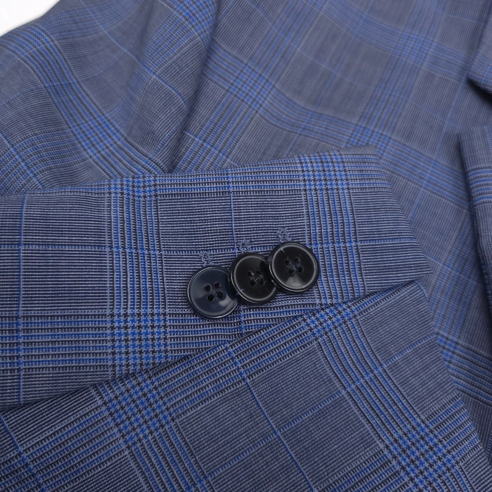 $495 Hugo Boss Arti 232x Blue Plaid Performance Suit Jacket Blazer Mens Size 42R - Image 3 of 4