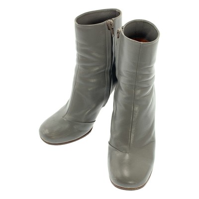 CELINE | Phoebe Leather Ankle Heel Boots 37 Gray Women Used KLDR-0