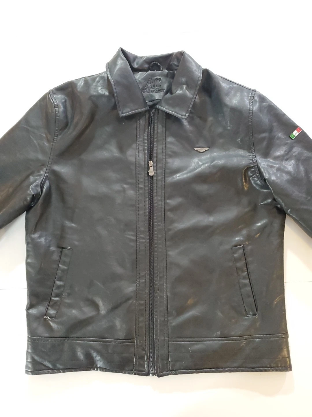 AC Luxury Collection Men’s Black Leather Jacket Size Large Made In Italy image 1
