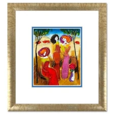 Moshe Leider, Framed Original Mixed Media Watercolor Painting, Hand Signed