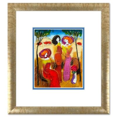 Moshe Leider, Framed Original Mixed Media Watercolor Painting, Hand Signed