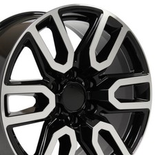 20x9 Machined Black 5914 Wheels Fit Chevy Silverado Tahoe Suburban Rims Set