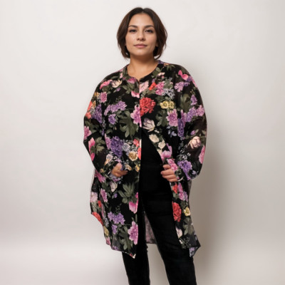 ROCKTHOSECURVES DAMEN HEMD BLUSE CHIFFON OHNE KRAGEN SHIRT LONGTOP ÜBERGRÖSSE