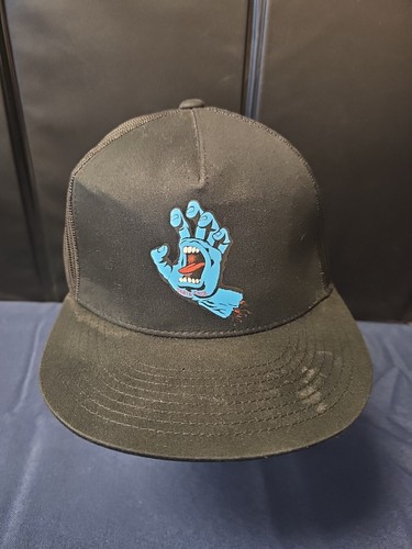 Santa Cruz Skateboard Hat Screaming Hand Front Mesh Trucker Black Cap