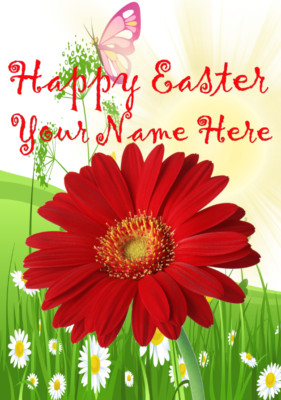 Gerbera he8 Pretty Garden Flowers Happy Easter A5 Personalised Greeting card