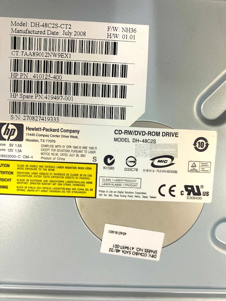 419497-001 I HP SATA CD-RW/DVD-ROM DH-48C2S 434218-001 Combo Drive 48X - Image 2 of 4
