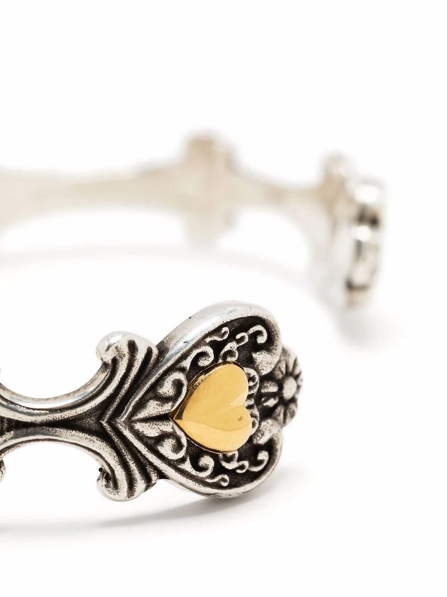 アクセサリー Saint Laurent Paris Heart l Bracelet Auth SAINT LAURENT Paris Engraved HEART CUFF Bracelet L | eBay