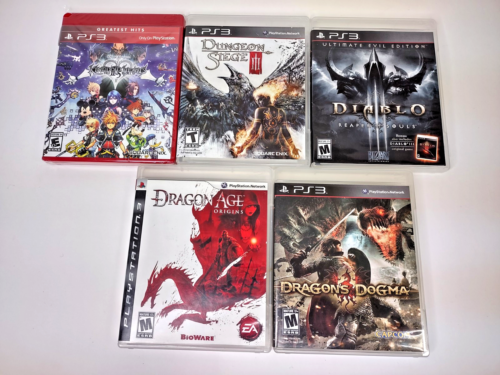 PS3 RPG 5 Game Lot Dungeon siege 3, kingdom Hearts 2.5, Diablo 3, tested