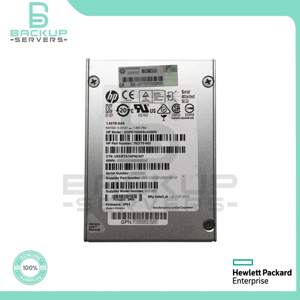 HP Sandisk 1.92TB 6Gbps MLC SAS 2.5