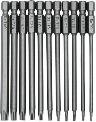 11 Piece Torx Head Screwdriver Bit Set, Magnetic 1/4 Inch Hex Shank S2 Steel 3 I