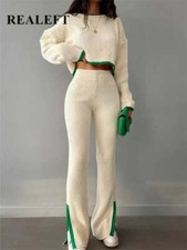 2 Pieces Women's Outfit Sets Knitted Tracksuit