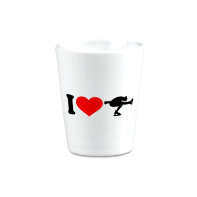 Ceramic Shot Glasses I Love Figure Skating Olympics 2 Oz