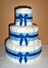 L K..Boy Plaid Diaper Cake - Baby Shower Centerpiece