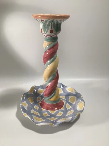 Vintage Mackenzie Childs Victoria and Richard Aalsmeer Twisted Candlestick