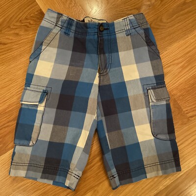 Boys Johnnie Blue check cargo shorts size 24 Boden size 10/12 - Main Image