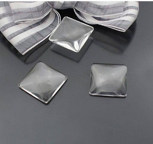 20pcs Square Clear Transparent Domed Magnifying Glass Cabochon Cover 20mm