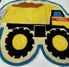 Tonka Truck Rug Kids Diecut Bedroom Playroom Nursery Yellow 44 x 38